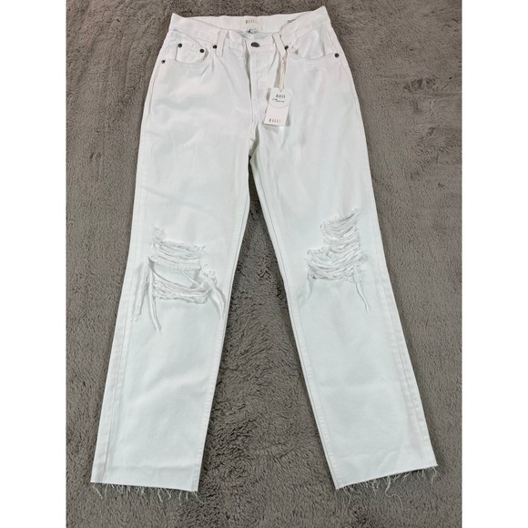 NWT Rails Atwater Blanche Distressed White Slouchy Straight Leg Jeans School 25 - Picture 2 of 11